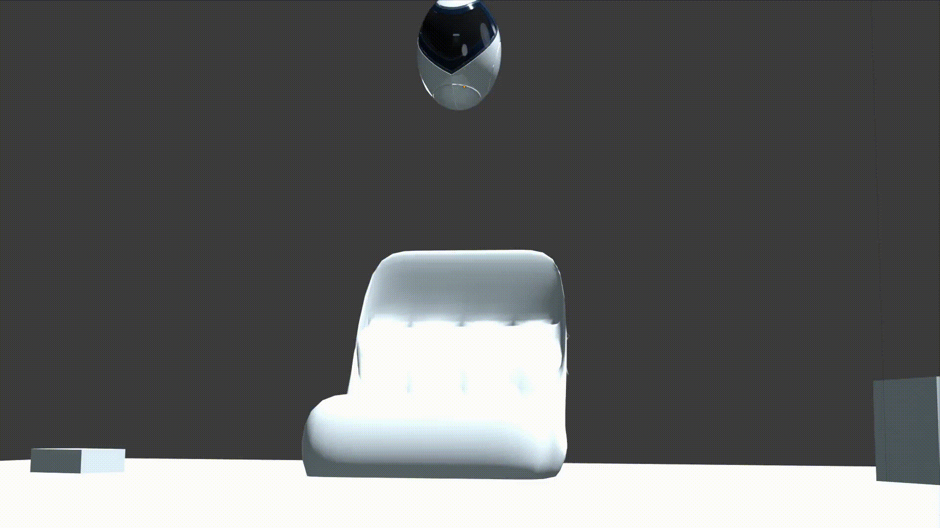 Ball bouncing into the screen before looking around