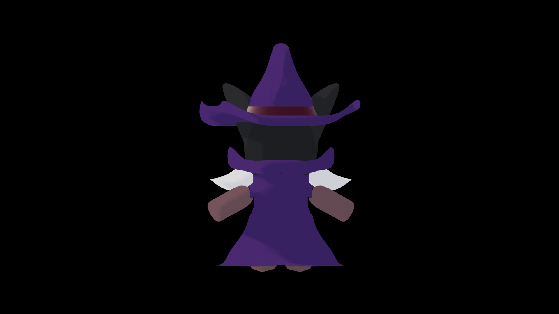 3D model of the main character in a back view