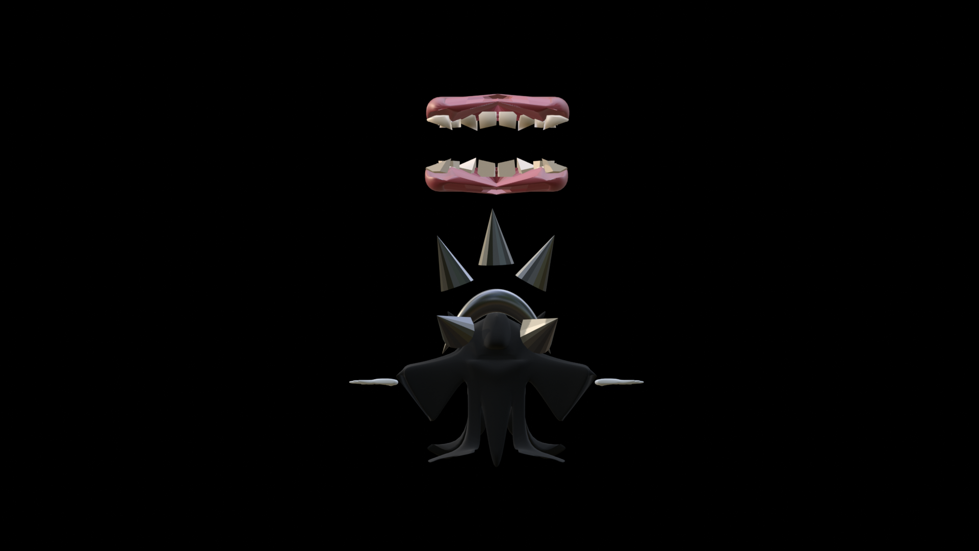 3D model of the final boss in a back view