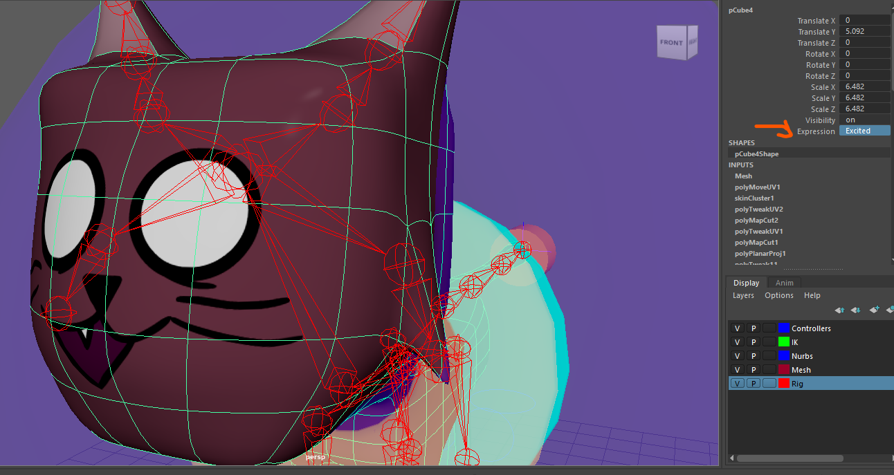 Cat happy expression with control panel