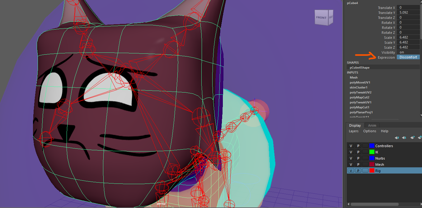 Cat sad expression with control panel