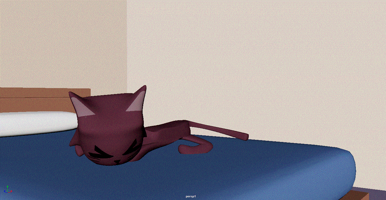 Burgundy cat waking up and looking at a blue cat
