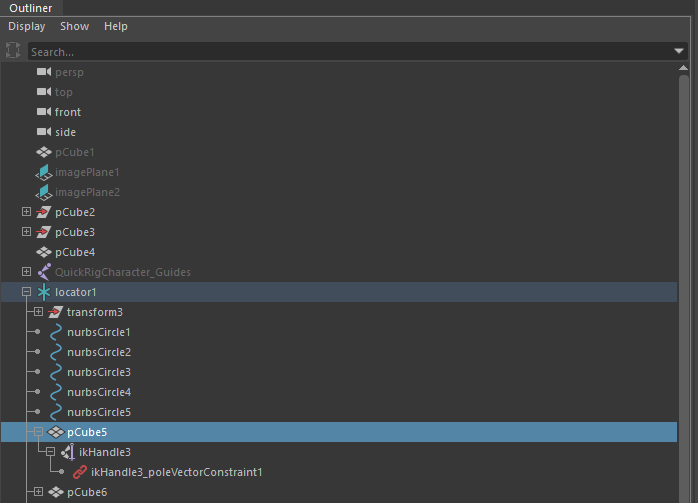 Maya interface with layers and rig controllers