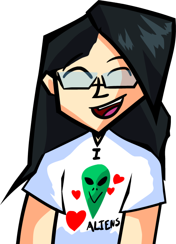 MC joyful sprite wearing an alien shirt