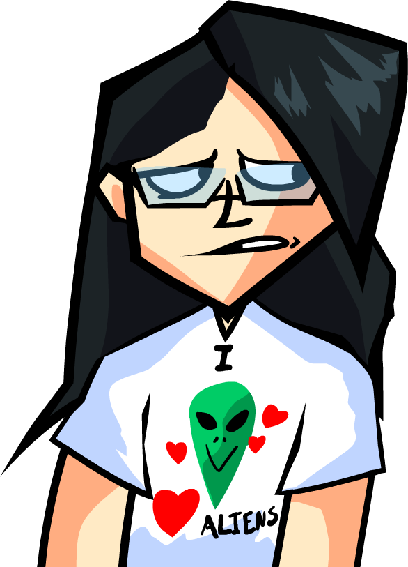 MC more worried sprite wearing an alien shirt
