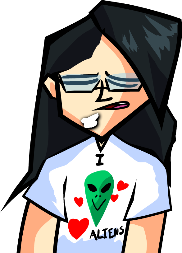 MC sighing sprite wearing an alien shirt