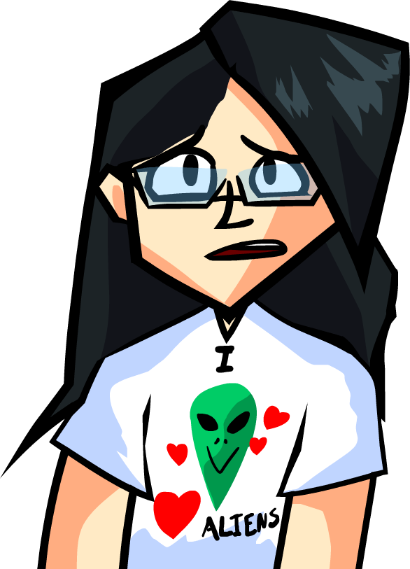 MC worried sprite wearing an alien shirt