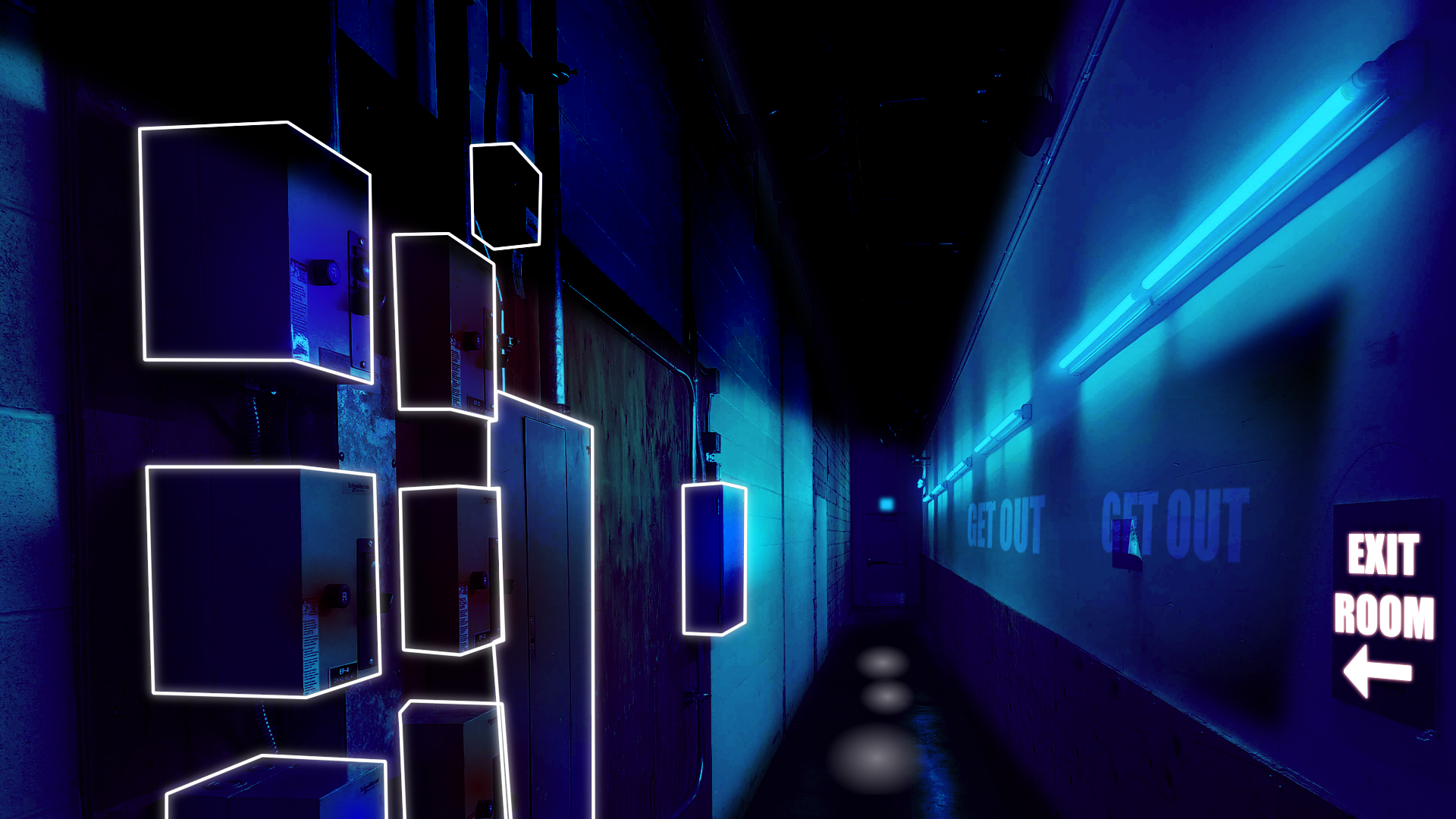 Background artwork of the exit hall