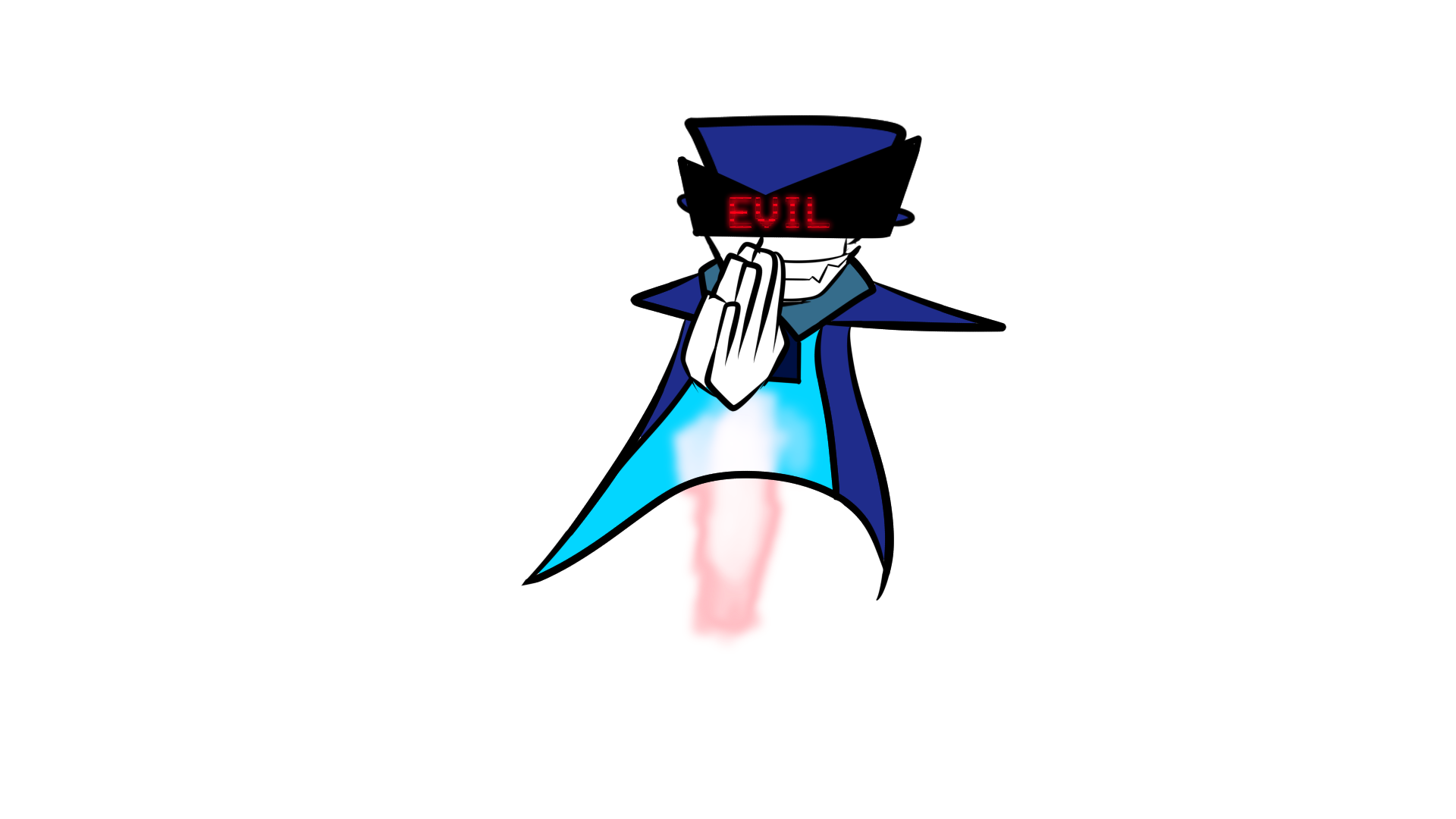 host with an evil grin