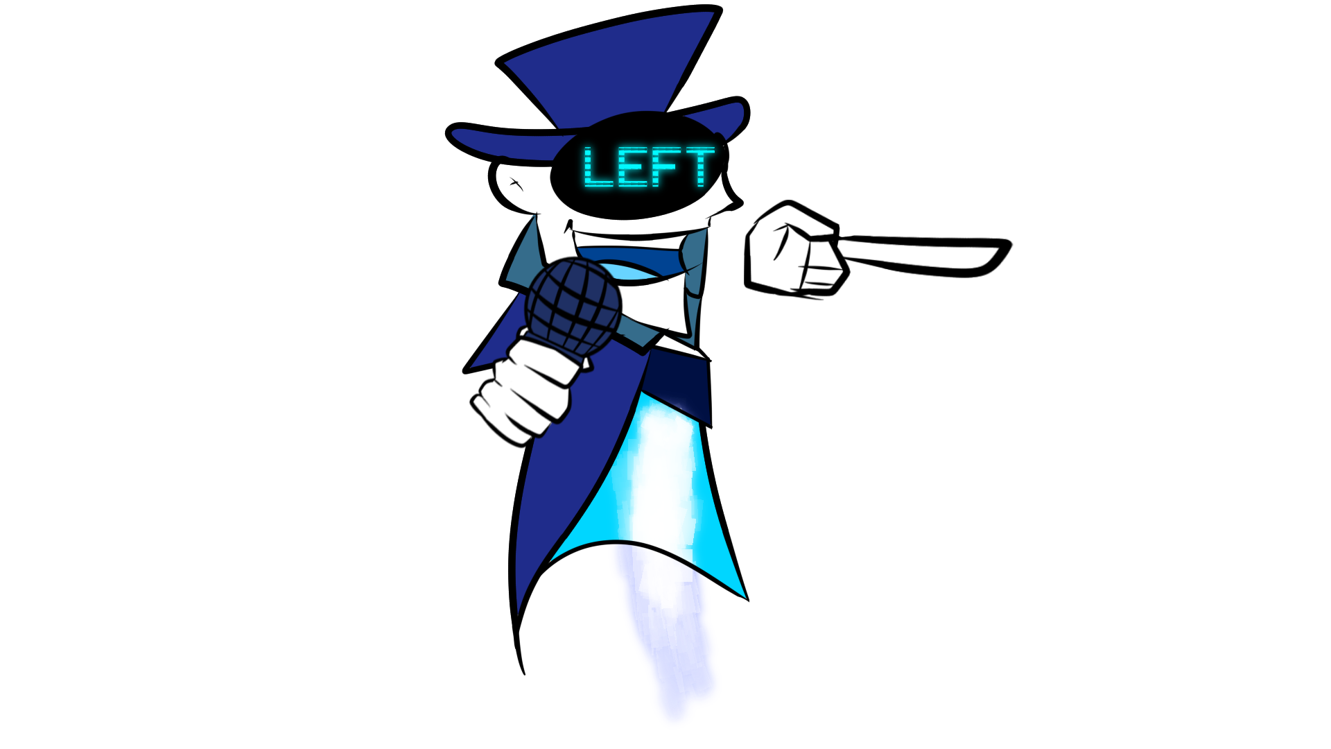 host pointing left