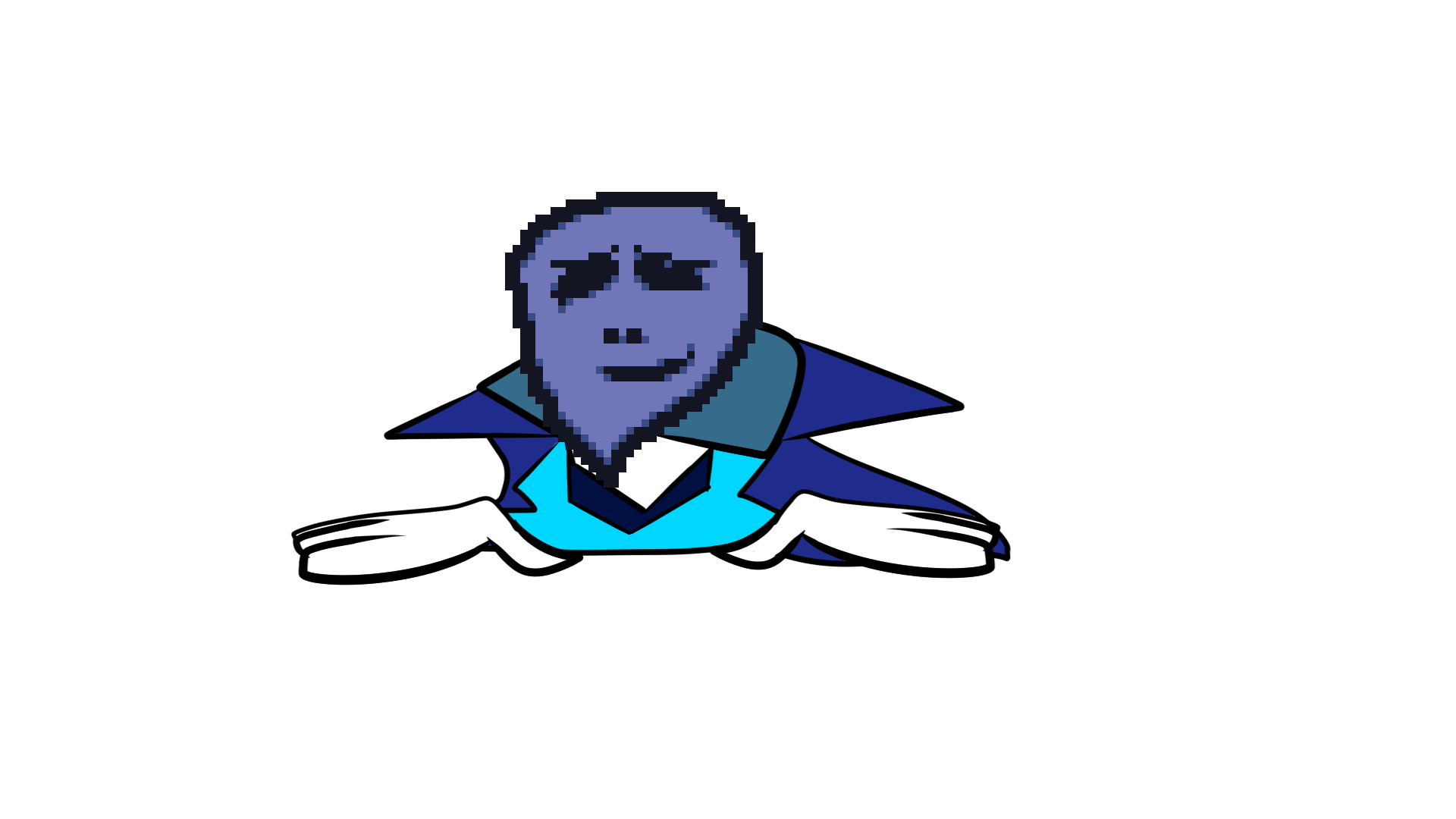 host unmasked, defeated, chuckling