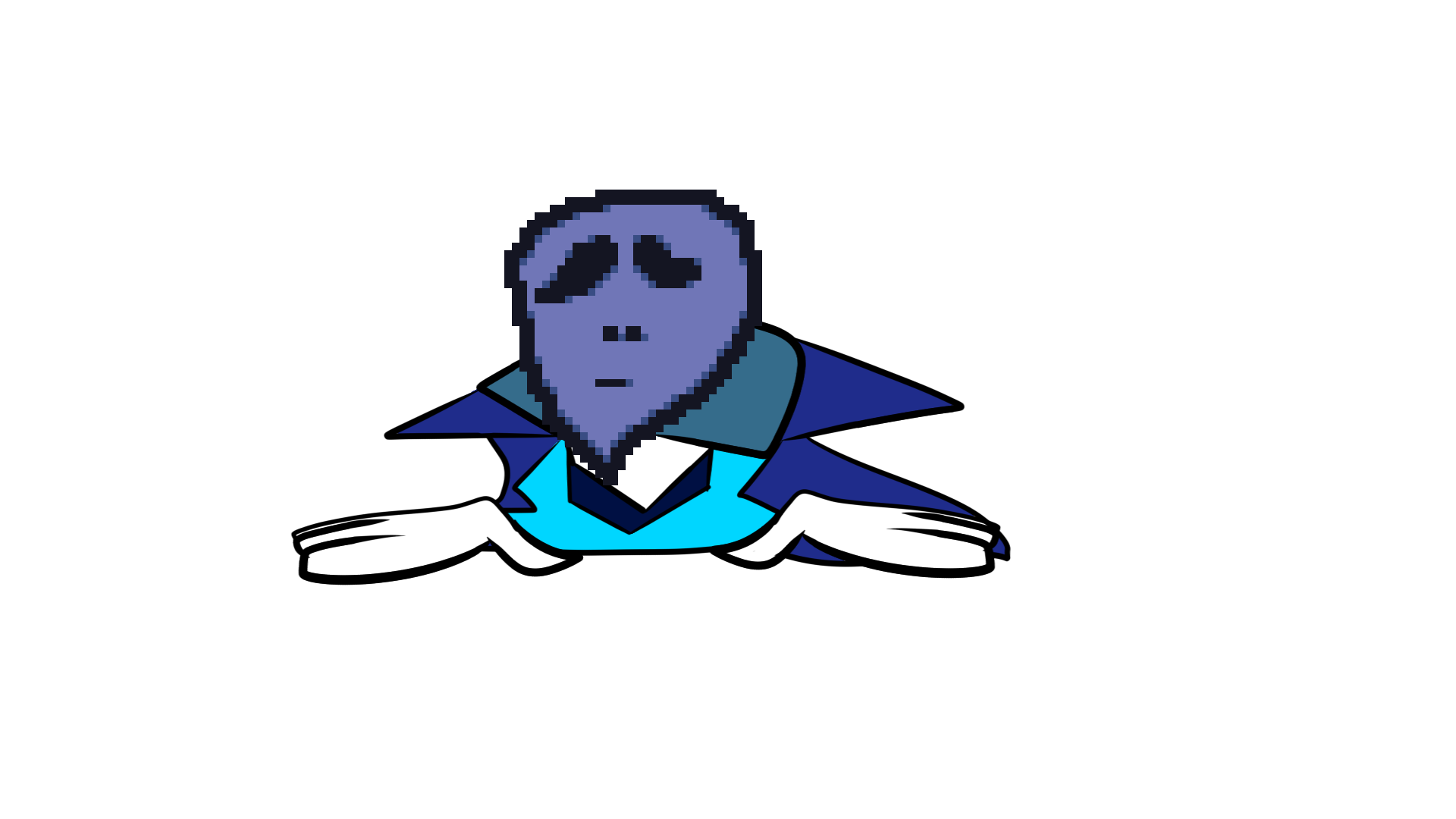 host unmasked, defeated, looking up